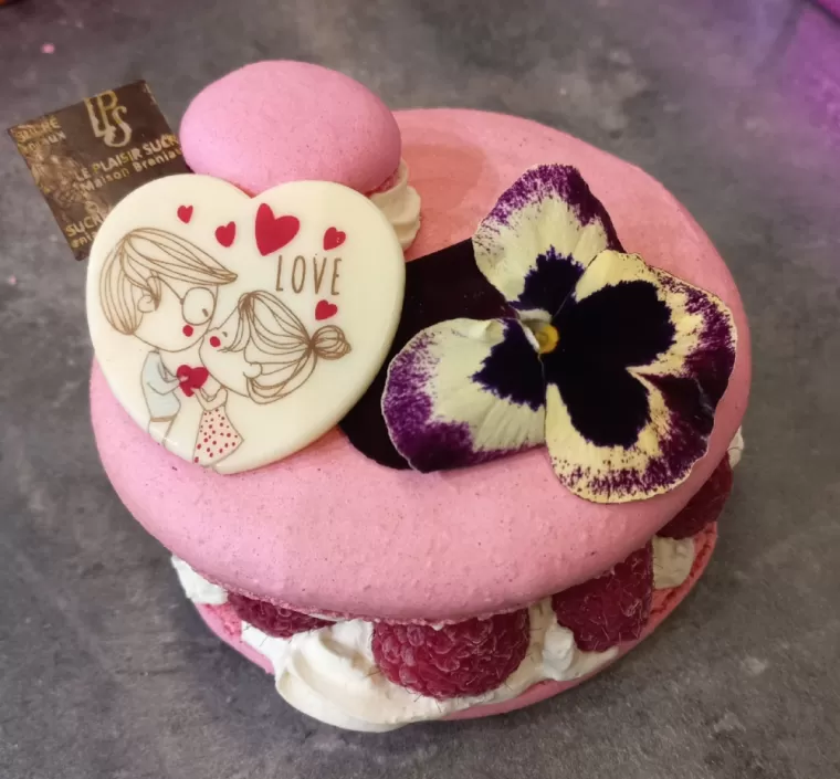 macaron rose framboises